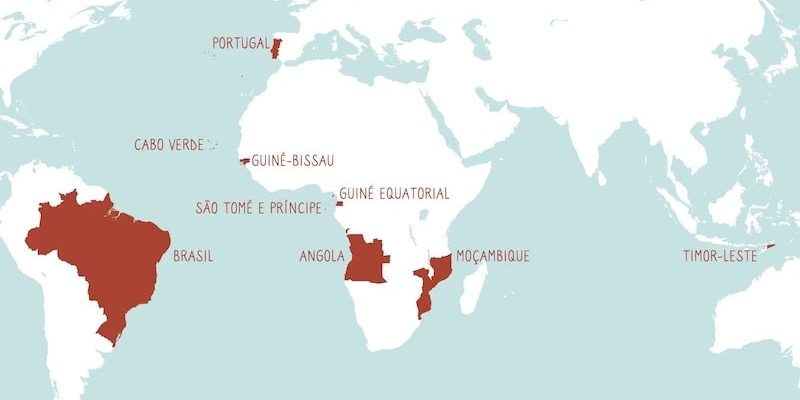 Mapa dos países de língua portuguesa